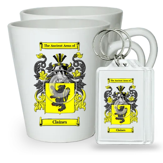 Claines Pair of Latte Mugs and Pair of Keychains