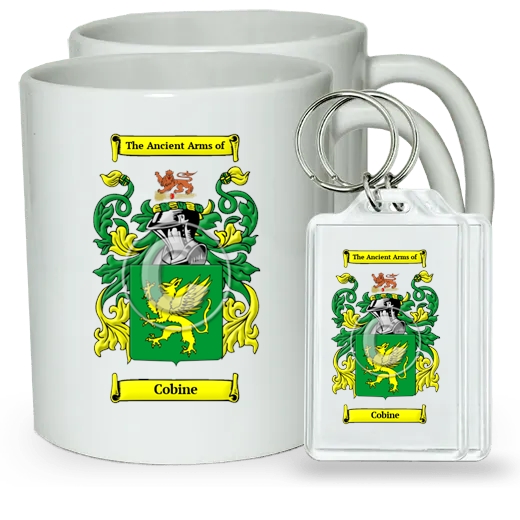 Cobine Pair of Coffee Mugs and Pair of Keychains