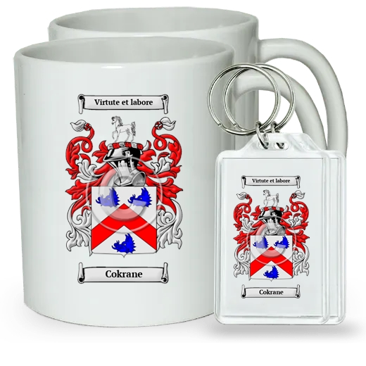 Cokrane Pair of Coffee Mugs and Pair of Keychains