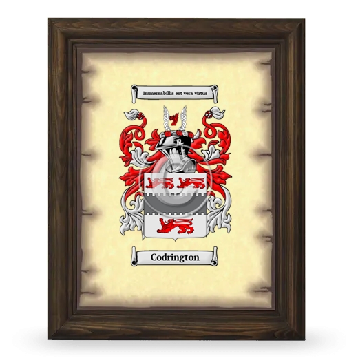 Codrington Coat of Arms Framed - Brown