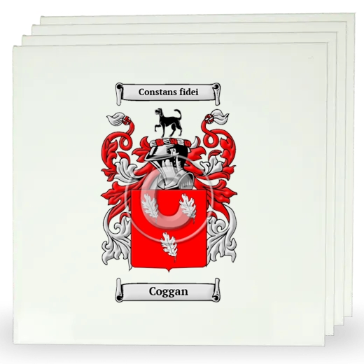 Coggan Set of Four Large Tiles with Coat of Arms