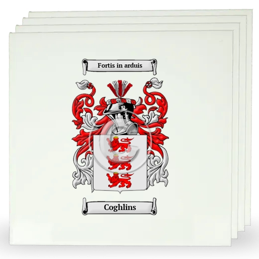 Coghlins Set of Four Large Tiles with Coat of Arms