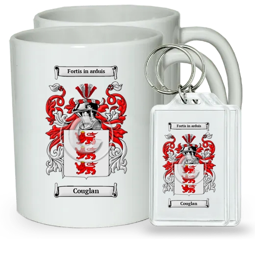 Couglan Pair of Coffee Mugs and Pair of Keychains