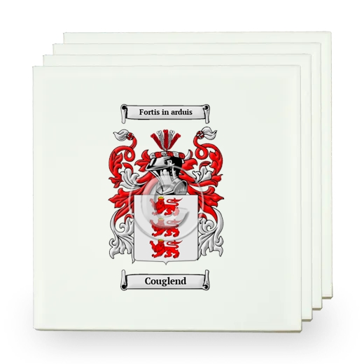 Couglend Set of Four Small Tiles with Coat of Arms