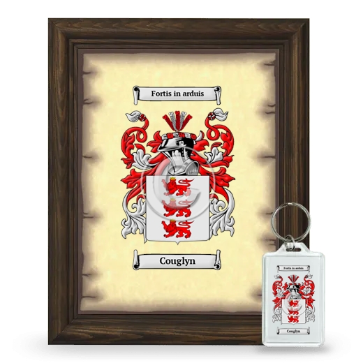 Couglyn Framed Coat of Arms and Keychain - Brown