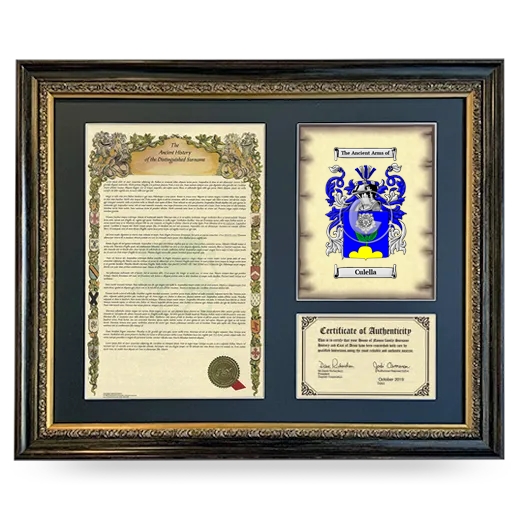 Culella Framed Surname History and Coat of Arms- Heirloom