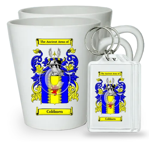 Coldmen Pair of Latte Mugs and Pair of Keychains