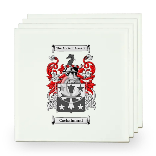 Cockalmand Set of Four Small Tiles with Coat of Arms