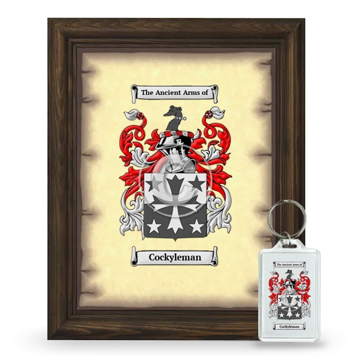 Cockyleman Framed Coat of Arms and Keychain - Brown