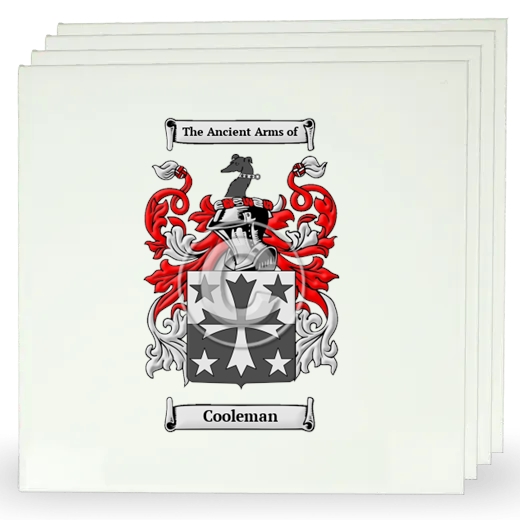 Cooleman Set of Four Large Tiles with Coat of Arms