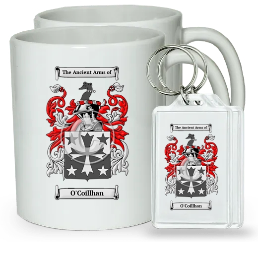 O'Coillhan Pair of Coffee Mugs and Pair of Keychains