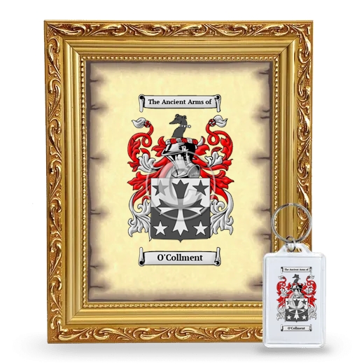 O'Collment Framed Coat of Arms and Keychain - Gold