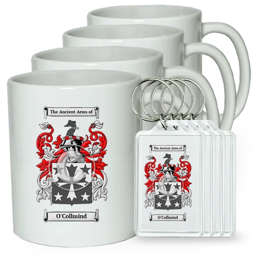 O'Collmind Set of 4 Coffee Mugs and Keychains
