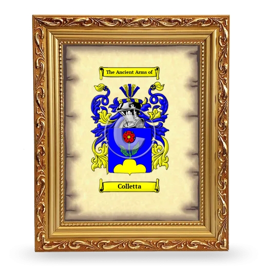 Colletta Coat of Arms Framed - Gold
