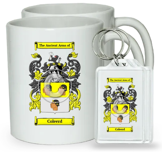 Coleerd Pair of Coffee Mugs and Pair of Keychains