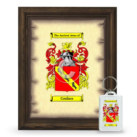 Coulass Framed Coat of Arms and Keychain - Brown