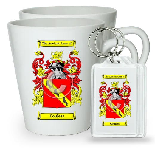 Couless Pair of Latte Mugs and Pair of Keychains