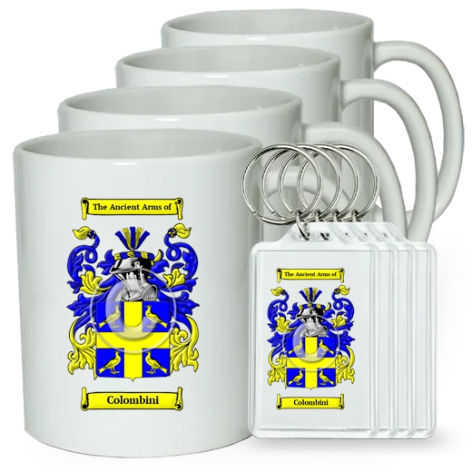 Colombini Set of 4 Coffee Mugs and Keychains