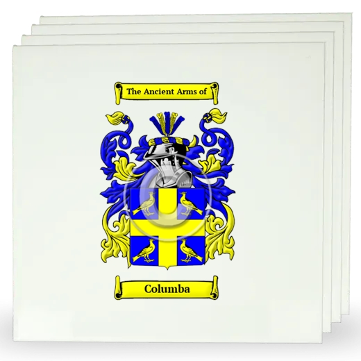 Columba Set of Four Large Tiles with Coat of Arms