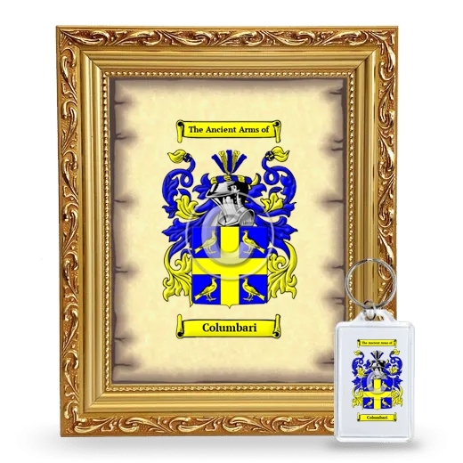 Columbari Framed Coat of Arms and Keychain - Gold