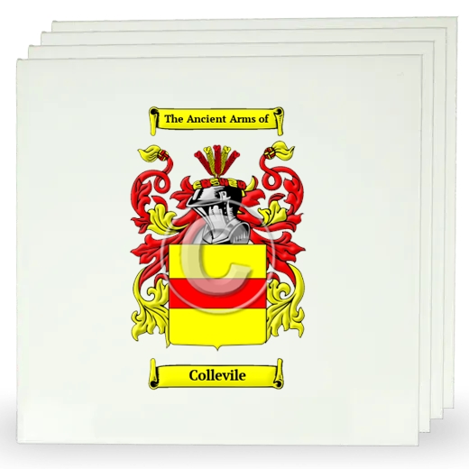 Collevile Set of Four Large Tiles with Coat of Arms