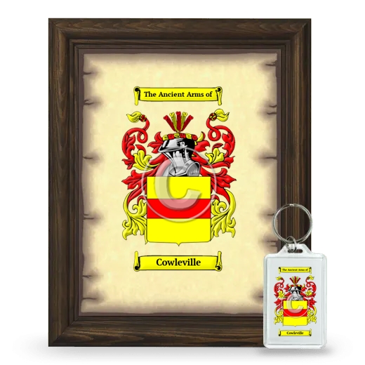 Cowleville Framed Coat of Arms and Keychain - Brown