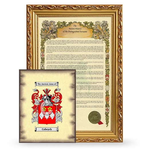 Colwych Framed History and Coat of Arms Print - Gold