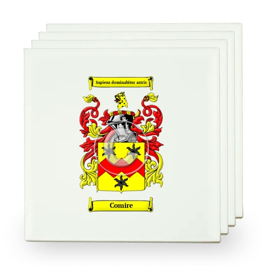 Comire Set of Four Small Tiles with Coat of Arms