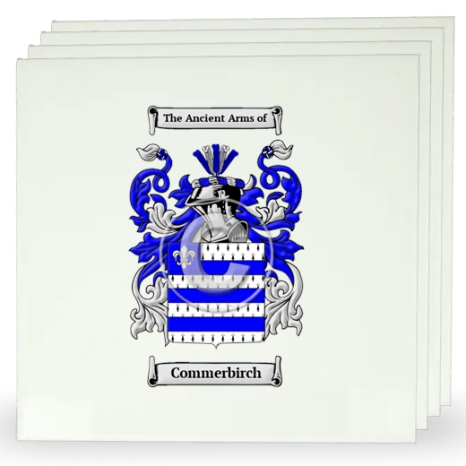 Commerbirch Set of Four Large Tiles with Coat of Arms