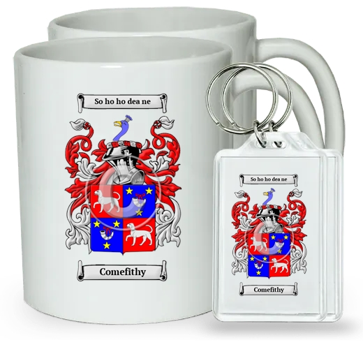 Comefithy Pair of Coffee Mugs and Pair of Keychains