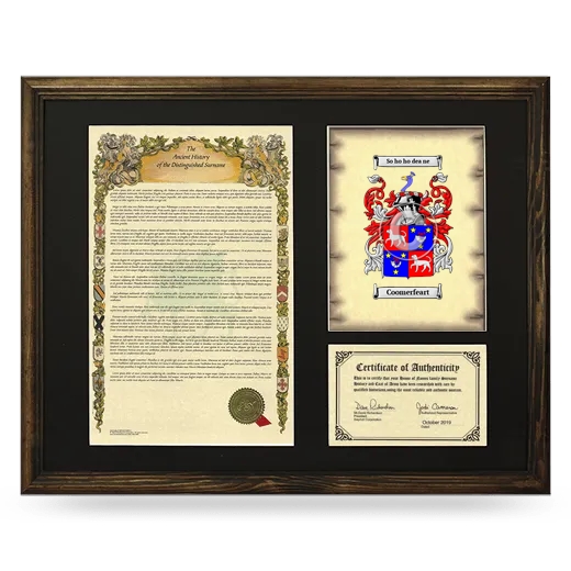 Coomerfeart Framed Surname History and Coat of Arms - Brown