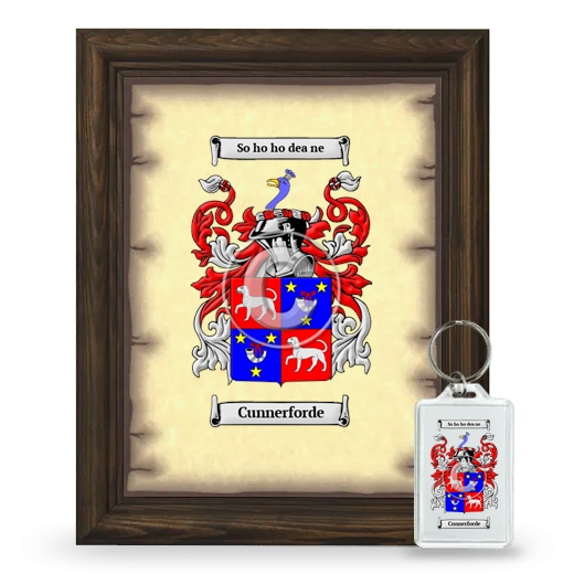 Cunnerforde Framed Coat of Arms and Keychain - Brown