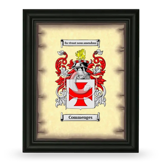 Commenges Coat of Arms Framed - Black