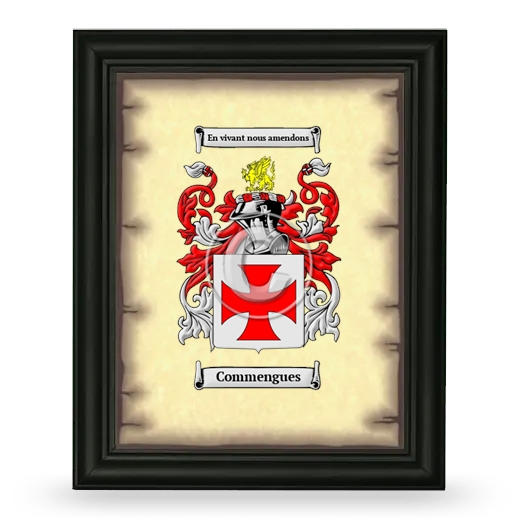 Commengues Coat of Arms Framed - Black