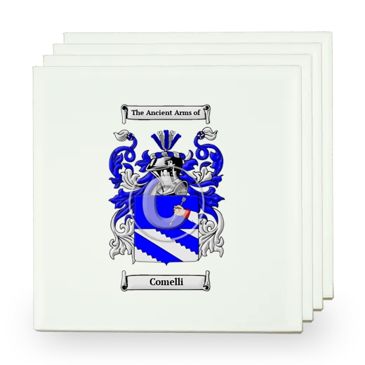 Comelli Set of Four Small Tiles with Coat of Arms