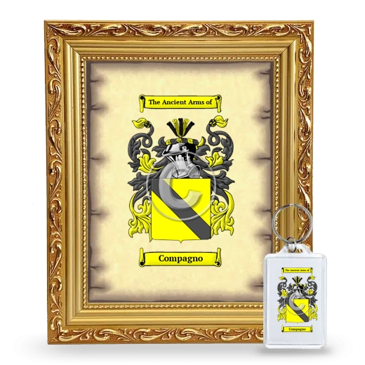 Compagno Framed Coat of Arms and Keychain - Gold