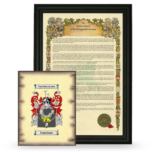Comtaune Framed History and Coat of Arms Print - Black