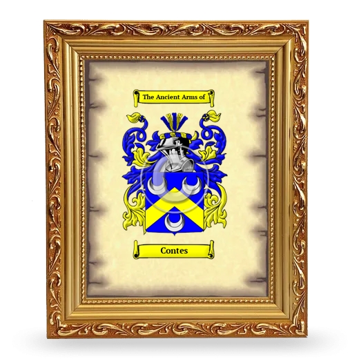 Contes Coat of Arms Framed - Gold