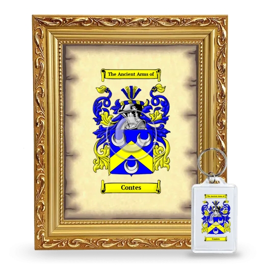 Contes Framed Coat of Arms and Keychain - Gold