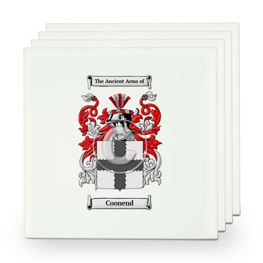 Coonend Set of Four Small Tiles with Coat of Arms