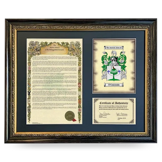 O'Concanin Framed Surname History and Coat of Arms- Heirloom
