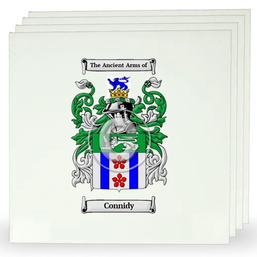 Connidy Set of Four Large Tiles with Coat of Arms