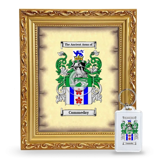 Cummeday Framed Coat of Arms and Keychain - Gold