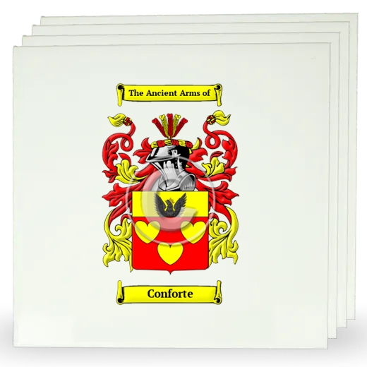 Conforte Set of Four Large Tiles with Coat of Arms