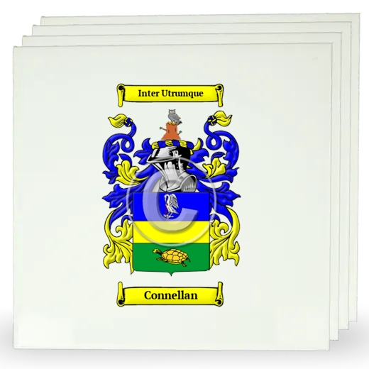 Connellan Set of Four Large Tiles with Coat of Arms