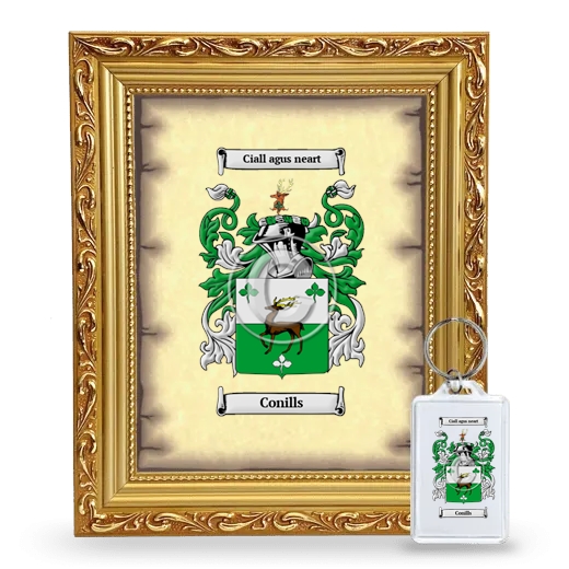 Conills Framed Coat of Arms and Keychain - Gold