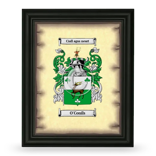 O'Conils Coat of Arms Framed - Black