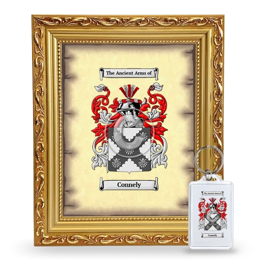 Connely Framed Coat of Arms and Keychain - Gold