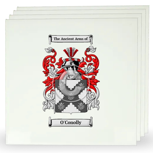 O'Conolly Set of Four Large Tiles with Coat of Arms
