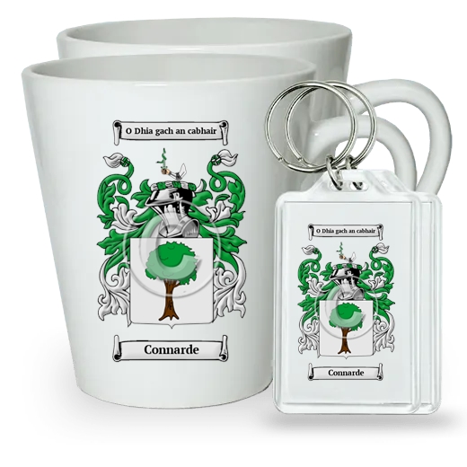 Connarde Pair of Latte Mugs and Pair of Keychains